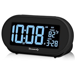 DreamSky Auto Set Alarm Clock for Bedroom, Digital Desk Clock with 0-100% Dimmable Brightness Dimmer, Auto DST, Date, Temperature, USB Ports, Snooze, Electric Bedside Clock Nightstand