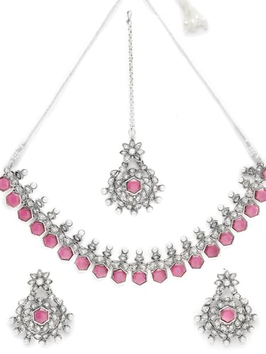 Juego de joyas Kundan-DMZ-1719 chapado en plata talla S para vestidos fiesta