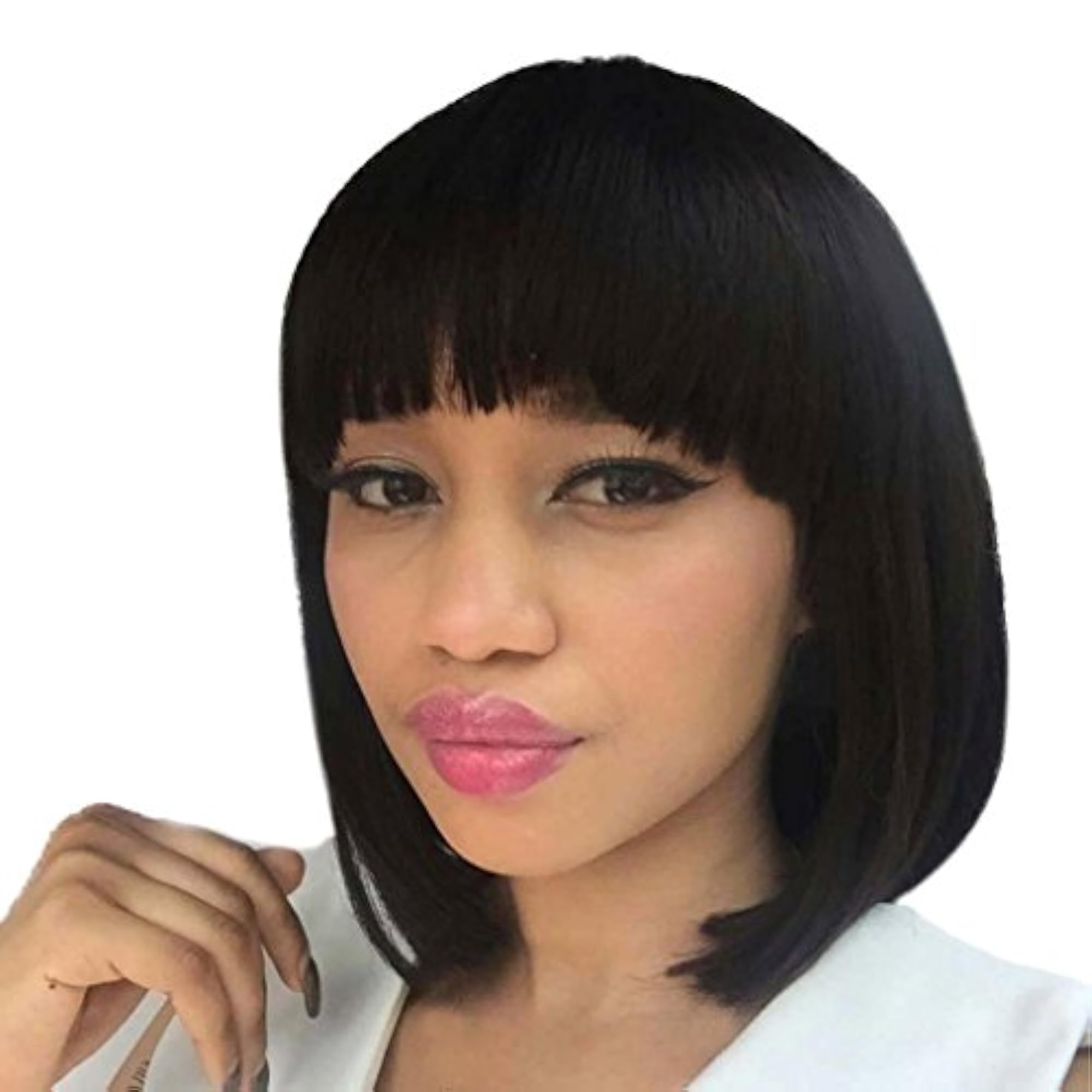 Women's Short Bob Straight Full Wig with Bangs