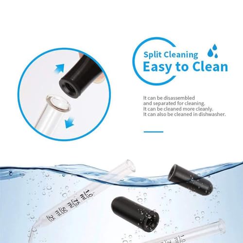 Image of Eye Dropper Set for Essential Oils,8Pcs 1ml Pipettes Dropper with Black Rubber Head, Calibrated Thick Glass Medicine Dropping Pipettes for Liquid, Straight-Tip