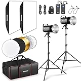 Neewer 800Ws Studio Monolight Flash Light Kit (2 Pack), S101-400W 5600K Strobe Light with 150W Modeling Lamp/Bowens Mount/Softbox/Stand/Reflector/RT-16 Trigger/Bag for Portrait Product Photography