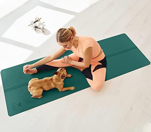 IUGA Eco Friendly Yoga Mat with Alignment Lines, Free Carry Strap, Non Slip TPE Yoga Mat for All Types of Yoga, Extra Large Exercise and Fitness Mat Size 183 x 65 x 0.6CM