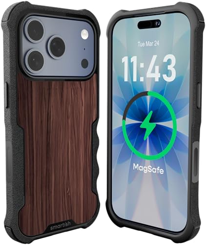 Image of Smartish iPhone 17 Pro MagSafe Case - Gripzilla Protective Magnetic Case for Men [Rugged + Tough] Military Grade Heavy Duty Grip Armor - Drop Tested for iPhone 17 Pro - Walnut Woods