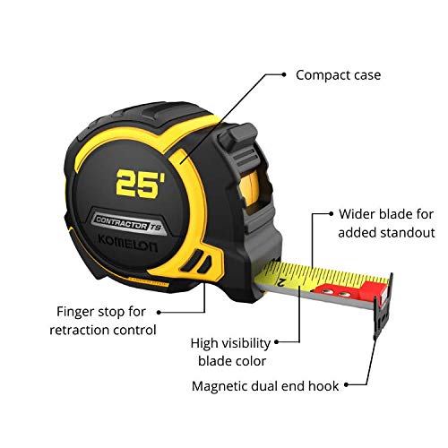 25' X 1.25" Contractor Ts Magnetic Tape Measure #TOP4