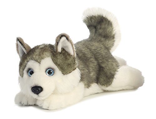 Aurora® Realistic Miyoni® Lying Husky Stuffed Animal - Lifelike Details Make a Cherished Companion - Perfect for Decorating Bedrooms or Classrooms - Gray 11 Inches - Thumbnail 2