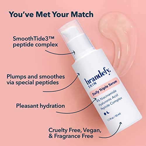 Brandefy Daily Triple - Niacinamide Serum, Peptides And Hyaluronic Acid. Hydrating & Plumping Serum For Bright, Smooth, Firm & Dewy Skin, 1.7Oz, Made In The Usa #TOP2