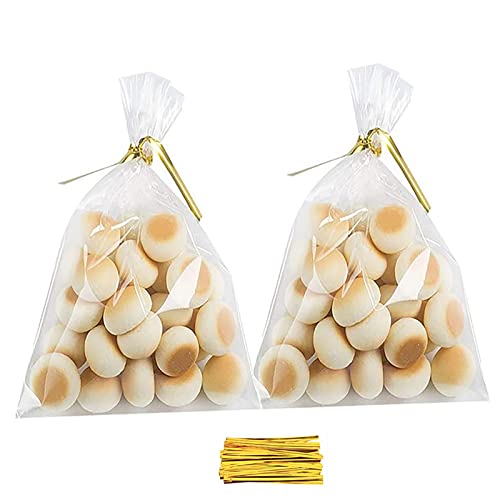 Sac Plastique Transparent 100pcs 8x12cm,avec Liens Torsadés 100 pcs,Sachet Cellophane Sachet Transparent Cadeau pour Emballage cadeau de fête, Cadeaux de mariage, Cadeaux d'anniversaire pour enfants