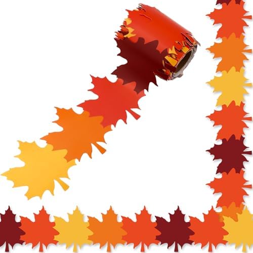Whaline 32.8 Ft Fall Bulletin Board Border Maple Leaves Shape Dec...