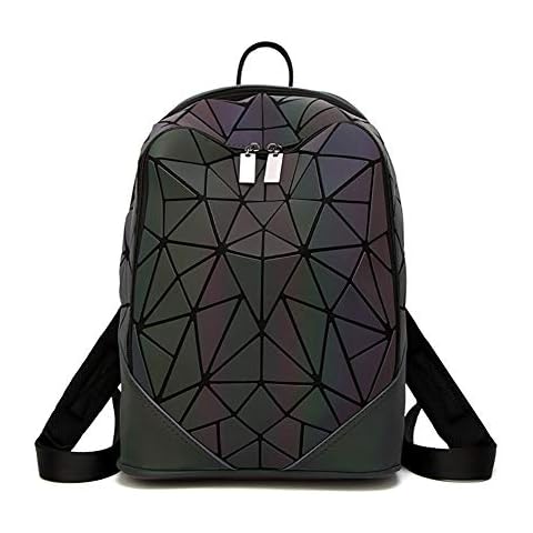 AimdonR Surenhap Ling Grid Luminous Bag, Geometric Luminous PU Leather, Laser Makes Your Bag Colourful, Backpacks/Wallet/Handbags Cover