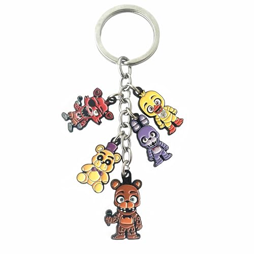 DEZHAN Games Five Night Freddy FNAF Keychain, Zinc Alloy Key Chain for Girls Women and Men, 1