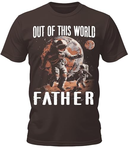 GyftWear Mens Dad Shirt Out of This World Fathers Day T-Shirt Astronaut Space Graphic Tee, Large
