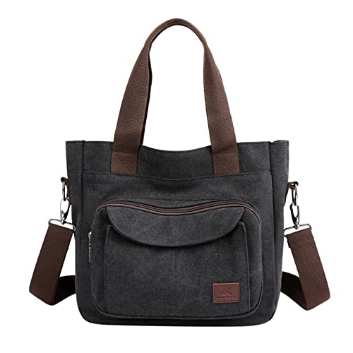 Sac à bandoulière pour homme noir en toile souple grand compartiment ordinateur portable