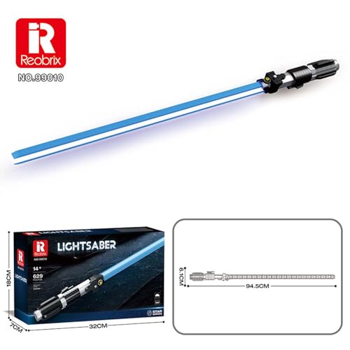 Reobrix 99010 Lightsaber Building Blocks Set, Light Saber Model Kit for Play and Display, Noctilucent Toy Sword Building Kit with Bracket for Teens 14+ and Adults, 629 Pieces, Blue by Reobrix - Image 7