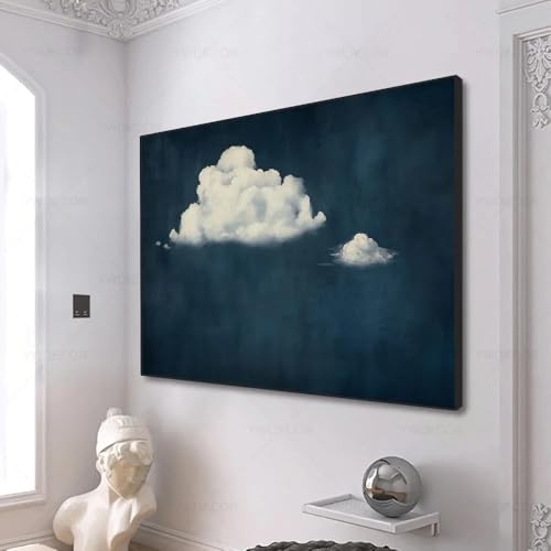 Nuage bleu affiche murale pour habiller grand mur blanc salon toile 80x120