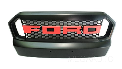 Matte Black Front Grill Grille Raptor Style Red Color Fit For Ford Ranger T6 MK2 Facelift Minior Change 2015 2016 4x2 4x4 4WD 2WD