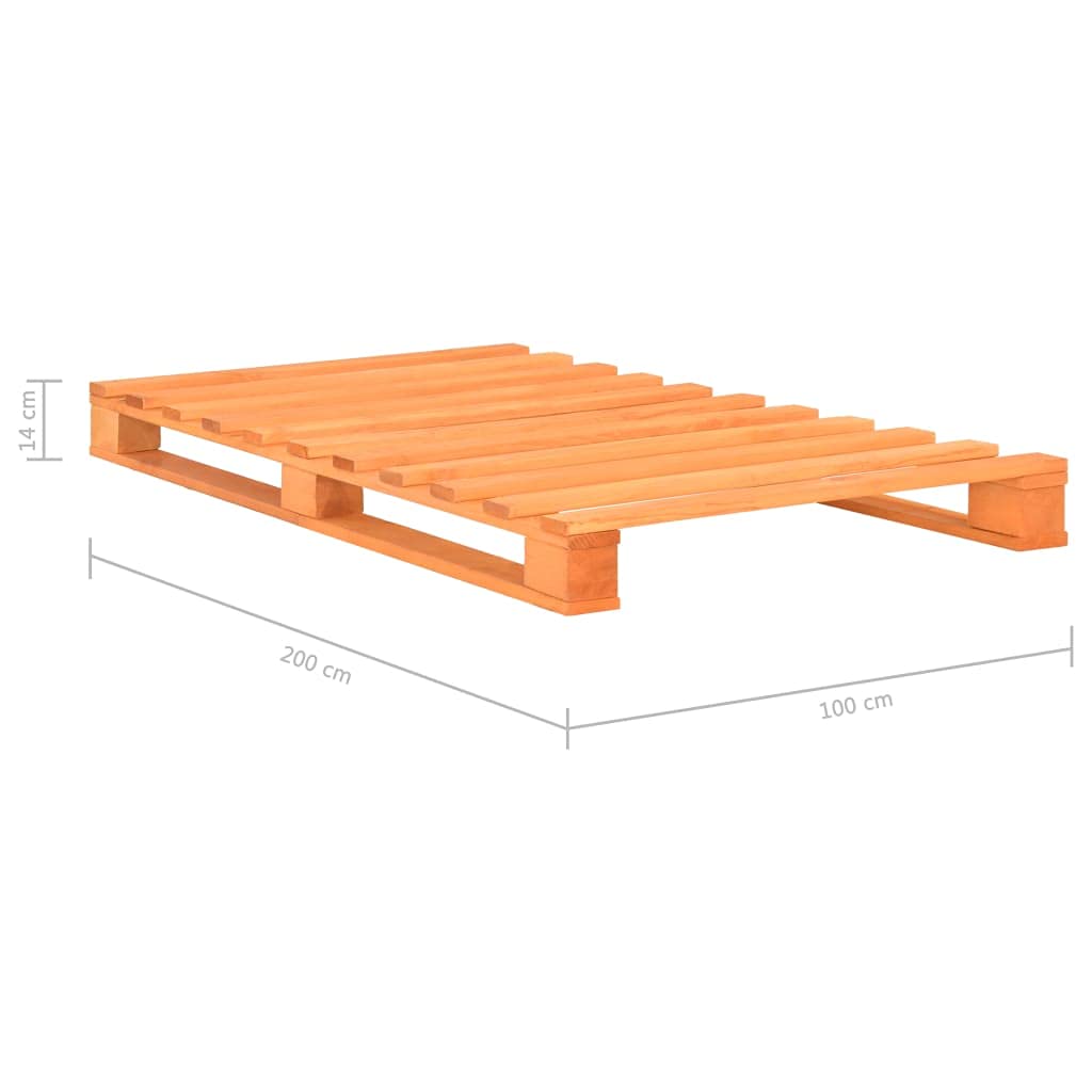 Genérico Marco Cama palets sin colchón Madera Maciza marrón 100x200 cm,Mobiliario,Camas y Accesorios,Camas y somieres-285263
