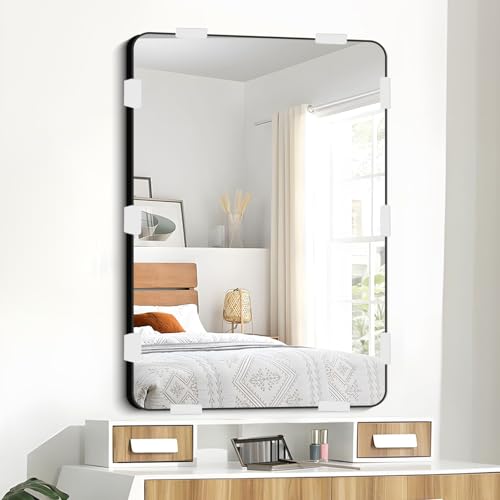 Image of 12 Pcs Metal Mirror Holder Clips, Wide Channel Mirror Hanging Kit, Heavy Duty Mirror Holders for Wall Mounting, Frameless Mirror Mounting Hardware, Mirror Hangers Retainer with Screw Fit 1 /4 inch(White)