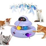 MOHAYA Cat Toy,Purple 4-in-1 Interactive,Cat Toys for Bored Indoor Adult Cats,Electric Flying Butterfly,Rechargeable Automatic Toy,Moving Ambush Feather,Track Balls