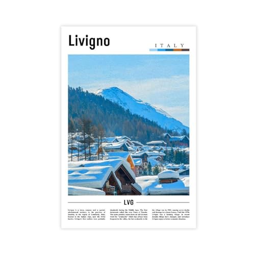 Toile de paysage urbain Livigno Sondrio pour une ambiance salon cosy