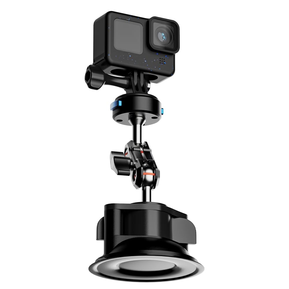 Magnetische Saugnapf-Kamerahalterung für Auto, Kamera-Saugnapfhalterung mit Kugelkopf, magischer Arm, kompatibel mit GoPro Hero 13, 12, 11, 10, 9, 8, 7, 6, 5, DJI Osmo Action 5 Pro/4/3 und mehr