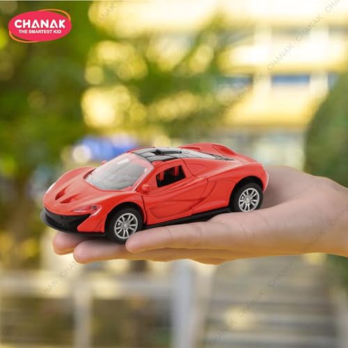 Image of Chanak Die Cast Car for Kids Alloy Metal Pull Back Car Toy Car Toy Vehicle with Openable Doors & LED Lights Cars for Kids Collectible Toy Vehicle Gift for Kids Boys Girls BIS Approved (Red)