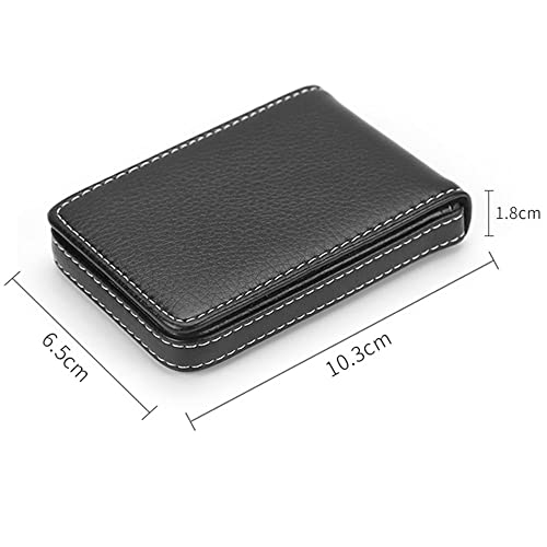SagaSave Suporte de cartão de visita de couro PU, porta-cartões de bolso confortável com fecho magné
