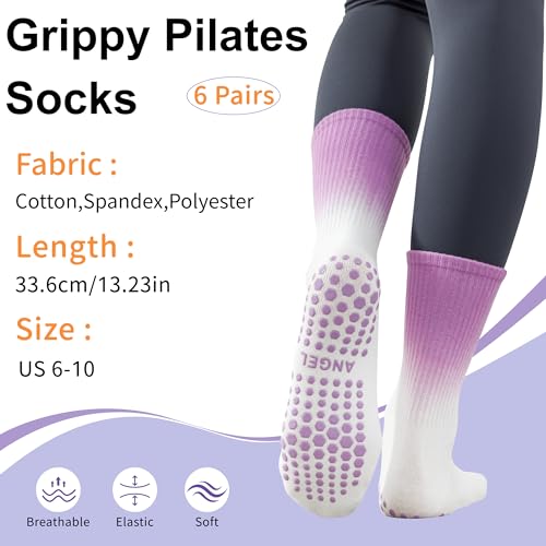 Image of Grip Socks Pilates for Women- Cute Pilates Socks- Tie Dye Non Slip Grippy Sock Woman for Yoga Barre Dance