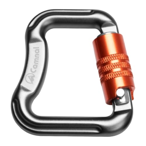 PETSOLA Mosquetón Escalada Carabina Parapente Bloqueo Aluminio Portátil Adecuado para Acampada Escalada Actividades Al Aire Libre, Gris