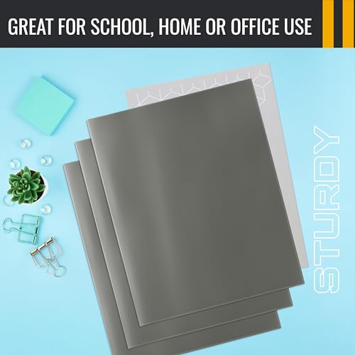 Image of Better Office Products 2 Pocket Glossy Laminated Gray Paper Folders, Box of 25, Letter Size, Gray Paper Portfolios, 25 Pack