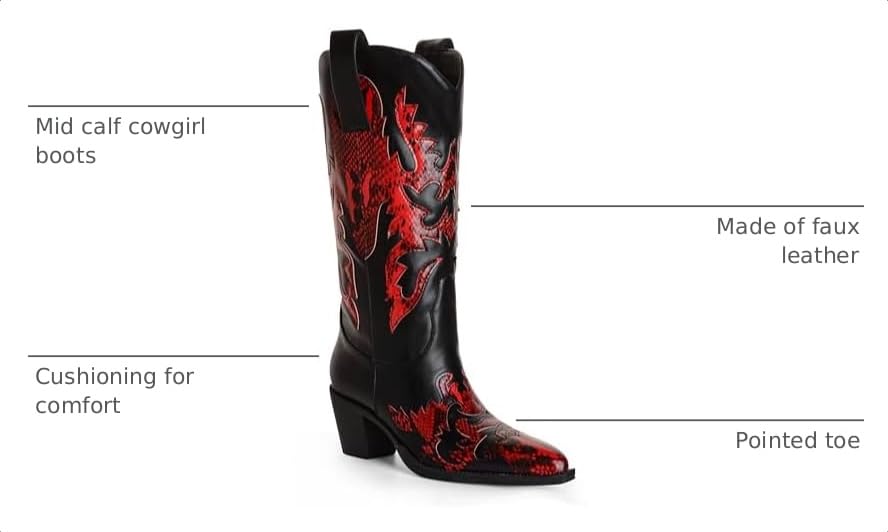 Image of ANN CREEK Women's 'Claremont' Sexy Cowboy Boots Mid Calf Knee-high Patchwork Dressy Cowgirl Western Woman Chunky Heel Pointed Toe Trendy Knee High Tall Boots