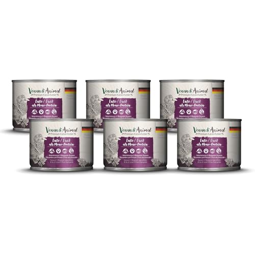 Venandi Animal – Premium Katzenfutter – Ente als Monoprotein, Nassfutter, getreidefrei und naturbelassen, 6er Pack (6 x 200g)