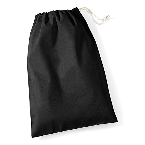 Image of Westford Mill WM115 Lightweight Cotton Stuff Bag Accessory Storage (M - 30 x 45 cm, Black)