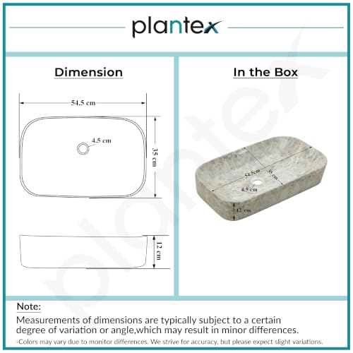 Image of Plantex Ceramic Wash Basin for Bathroom /Over Counter Bathroom Sink /Designer Hand Wash Sink for Home /Office /Hotel (21.5x14x5 Inch)