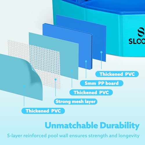 image for SLOOSH Foldable Dog Kiddie Pool - Portable Hard Plastic Doggie Swimmin