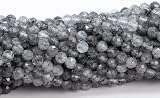 13 inch Strand of gem Black Rutilated Quartz Round Faceted Multi Color Beads for DIY Jewelry Making. Black Rutilated Quartz Beads Strand CHIK-STNRD-47386