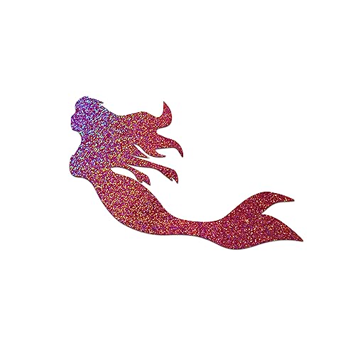 Mermaid Silhouette Sticker Vinyl Decal Notebook Car Window Laptop 4' X 5' (Pink Holographic)