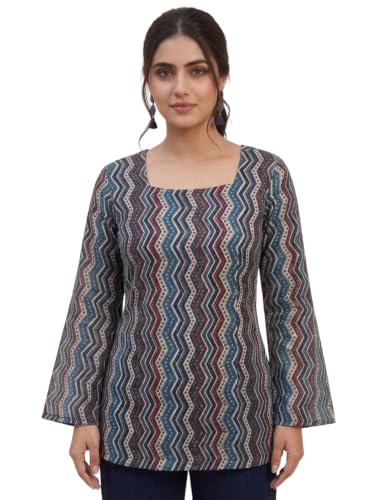 Image of Leriya Fashion Short Kurti for Women | Women's Floral Printed Rayon Short Kurta | Top for Woman | Comfortable, Office & Casual Kurtis for Jeans, Leggings & Trousers