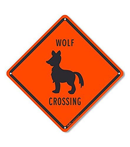 Panneau loup croisé en plastique de 25,4x25,4 cm pour une décoration sauvage