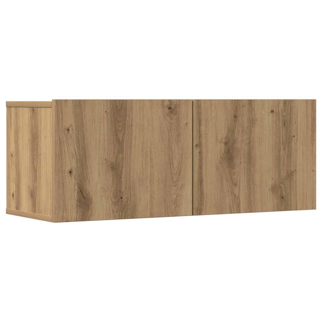 7-TLG. TV-Schrank-Set Wandmontage Artisan-Eiche Holzwerkstoff, 80x30x30cm, modernes Media-Center für Wohnzimmer, stabil & langlebig
