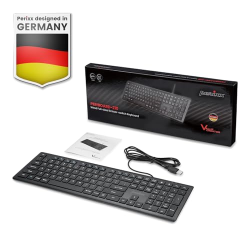 Perixx PERIBOARD-210II Full-Size Wired USB-A Keyboard - Scissor Switch Keys, Robust Design, UK Layout - Black - Image 6