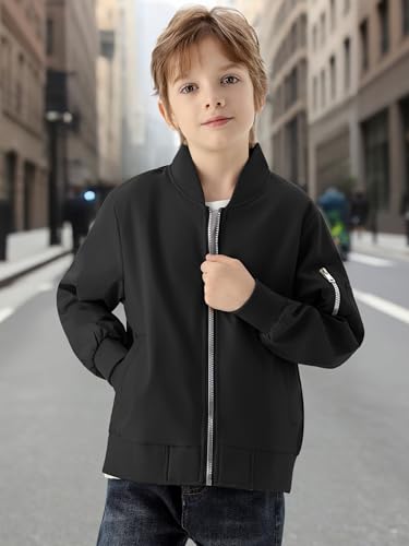 WULFUL Boy's Bomber Jackets Kids Spring Fall Zip Up Varsity Windbreak Jackets3