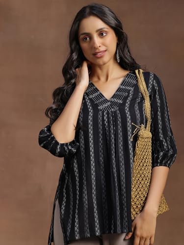 Image of Libas Woven Design Rayon Straight Kurti for Women