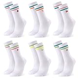 Utensilsto 6 Paar Tennissocken Damen & Herren 38-42 Sportsocken Weiß Socken mit Fruchtmuster Tennis Sport Socken Crew Socks Laufsocken Arbeitssocken
