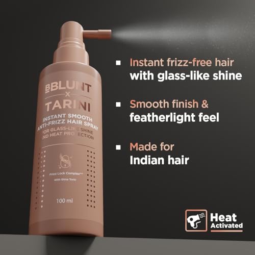Image of BBLUNT x TARINI INSTANT SMOOTH ANTI-FRIZZ HAIR SPRAY For Glass-Like Shine & Heat Protection |With Frizz Lock Complex & Shine Tonic | Humidity-Proof | Activated By Heat | Tarini Peshawaria Approved | All Hair Types