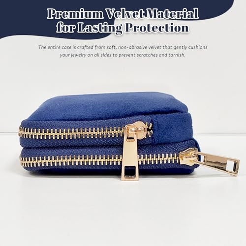 Pochette à bijoux de voyage en velours avec compartiments bagues et boucles