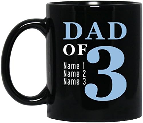 Personalized Fathers Day Gift Dad of 1 2 3 4 coffee mug - Add Children's Names Customized Name Gift Coffee Mug Tea Travel Ceramic Cup (Black, 11 oz)