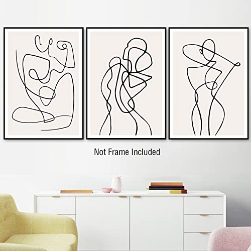 Minimalist Line Canvas Wall Art Woman Line Drawing Poster Minimalist Wall Art for Couples Bedroom Female Line Artwork Abstract Women Body Line Prints for Living Room Bathroom Wall Decor Unframed