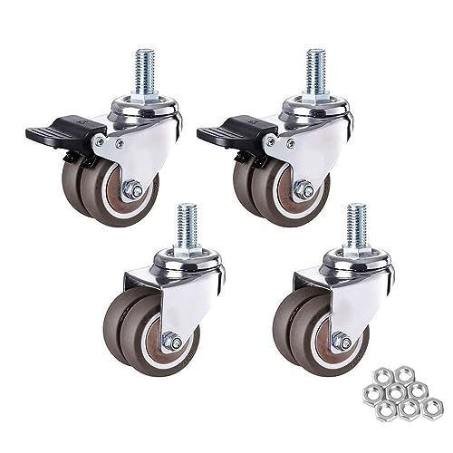 Roulettes en caoutchouc tige pivotante M12 x 25mm pour meuble et chariot robuste