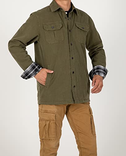 Image of ZENTHACE Men's Full Flannel Lined Shirt Jacket, Heavy Washed Rugged Cotton