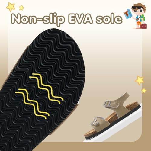 Image of Torotto Toddler Kids Sandals Boys Girls Cork Footbed Sandals with Adjustable Buckle Casual Slides Open Toes Flat